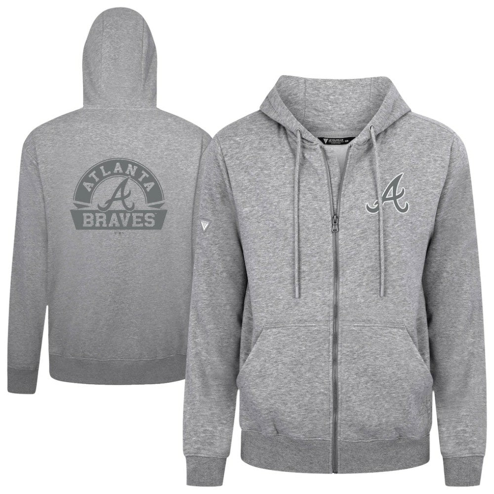 Atlanta Braves Levelwear Podium Chenille Logo Full-Zip Hoodie - MLB