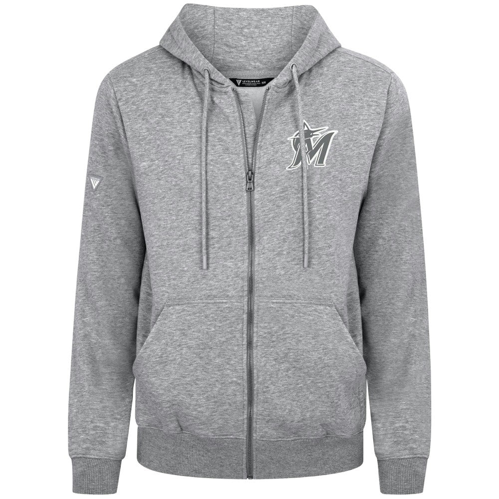 Miami Marlins Levelwear Podium Chenille Logo Full-Zip Hoodie - MLB