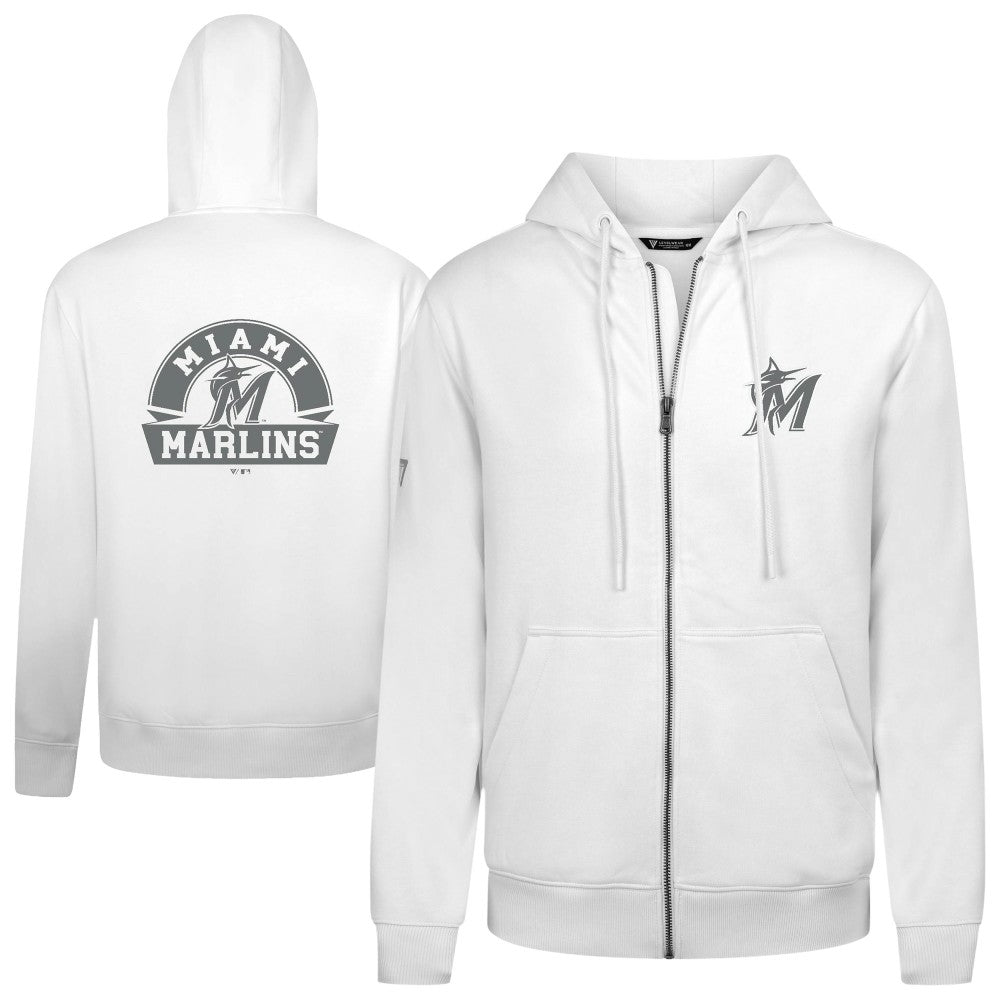 Miami Marlins Levelwear Podium Chenille Logo Full-Zip Hoodie - MLB