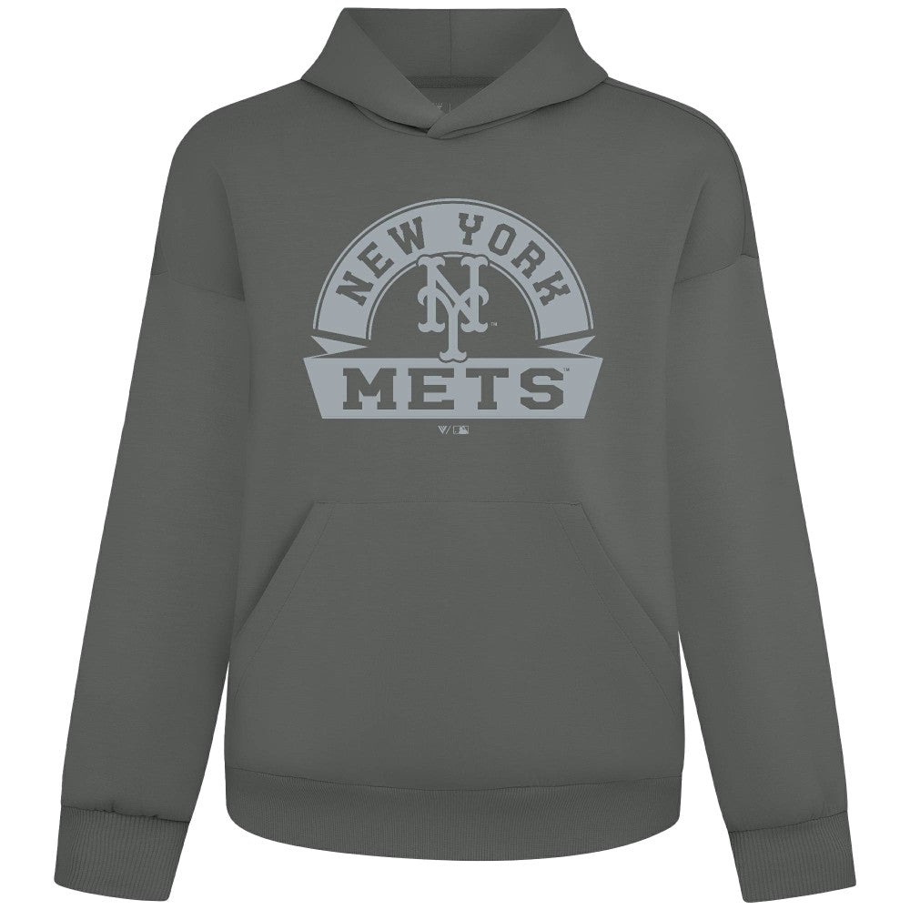 New York Mets Levelwear Luxe Signature Banner Arch Tri-Blend Hoodie - MLB