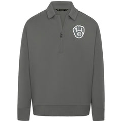 Milwaukee Brewers Levelwear Luxe Signature Quarter-Zip Chenille Logo Tri-Blend Sweatshirt - MLB