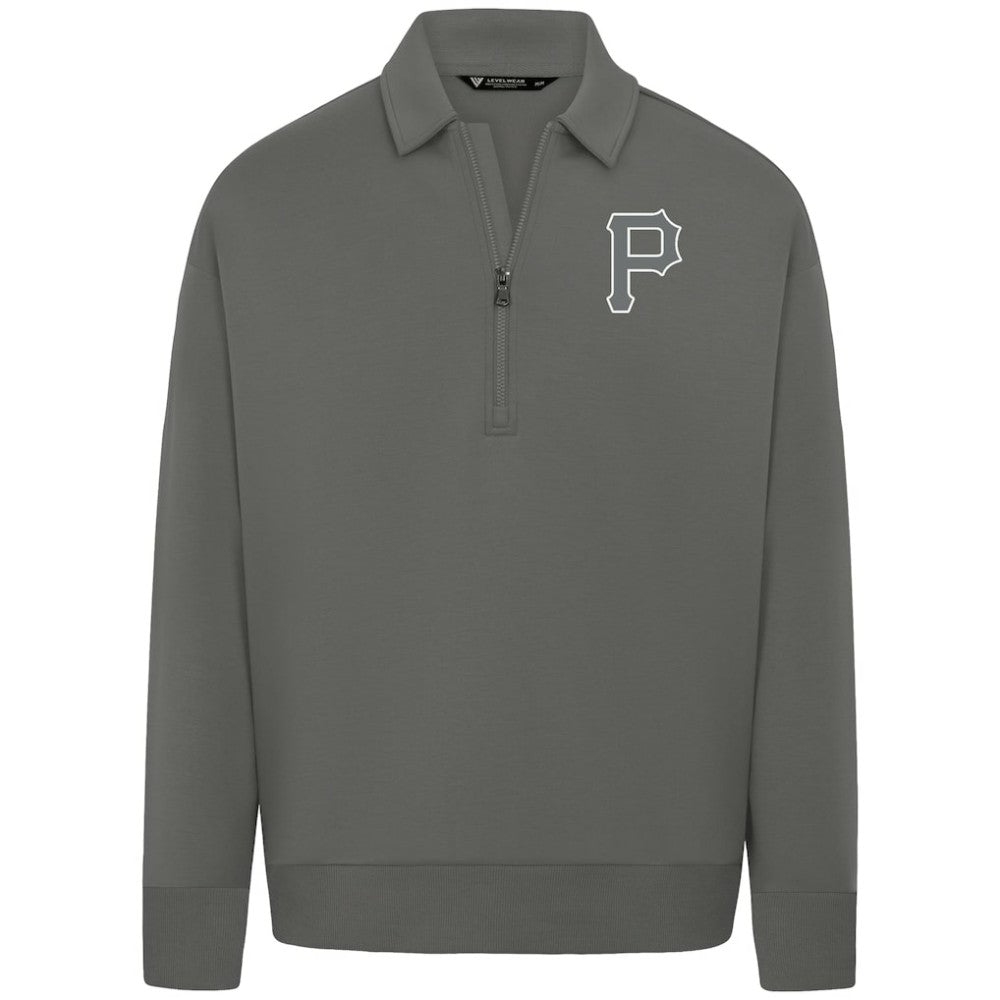 Pittsburgh Pirates Levelwear Luxe Signature Quarter-Zip Chenille Logo Tri-Blend Sweatshirt - MLB
