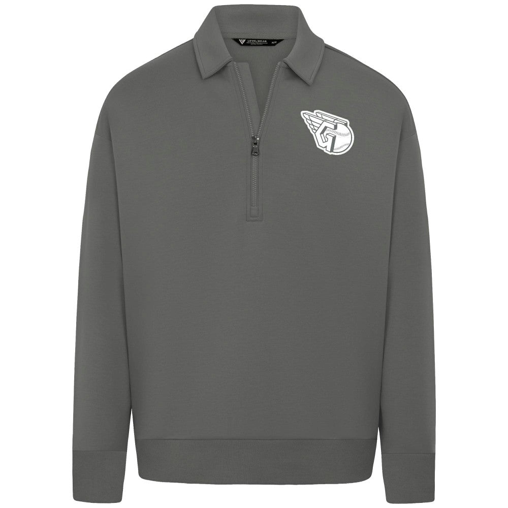Cleveland Guardians Levelwear Luxe Signature Quarter-Zip Chenille Logo Tri-Blend Sweatshirt - MLB