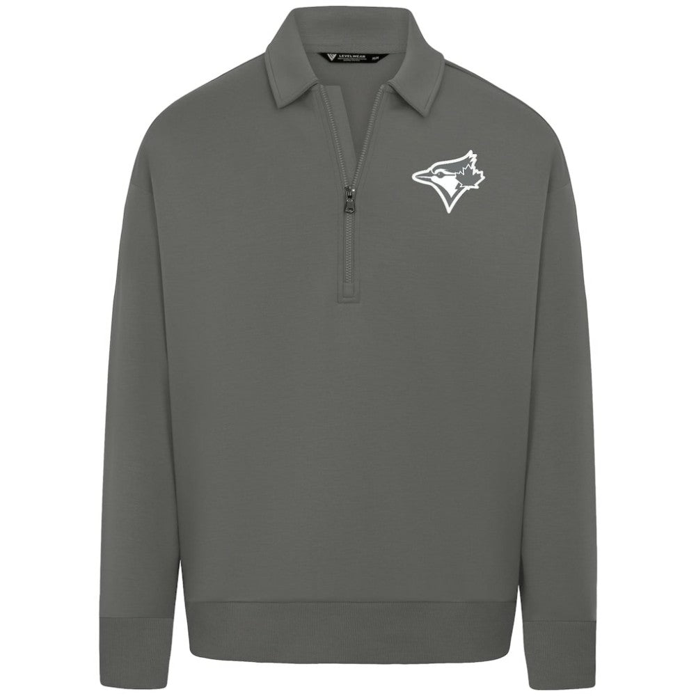 Toronto Blue Jays Levelwear Luxe Signature Quarter-Zip Chenille Logo Tri-Blend Sweatshirt - MLB