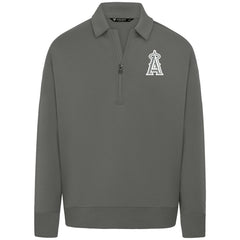 Los Angeles Angels Levelwear Luxe Signature Quarter-Zip Chenille Logo Tri-Blend Sweatshirt - MLB