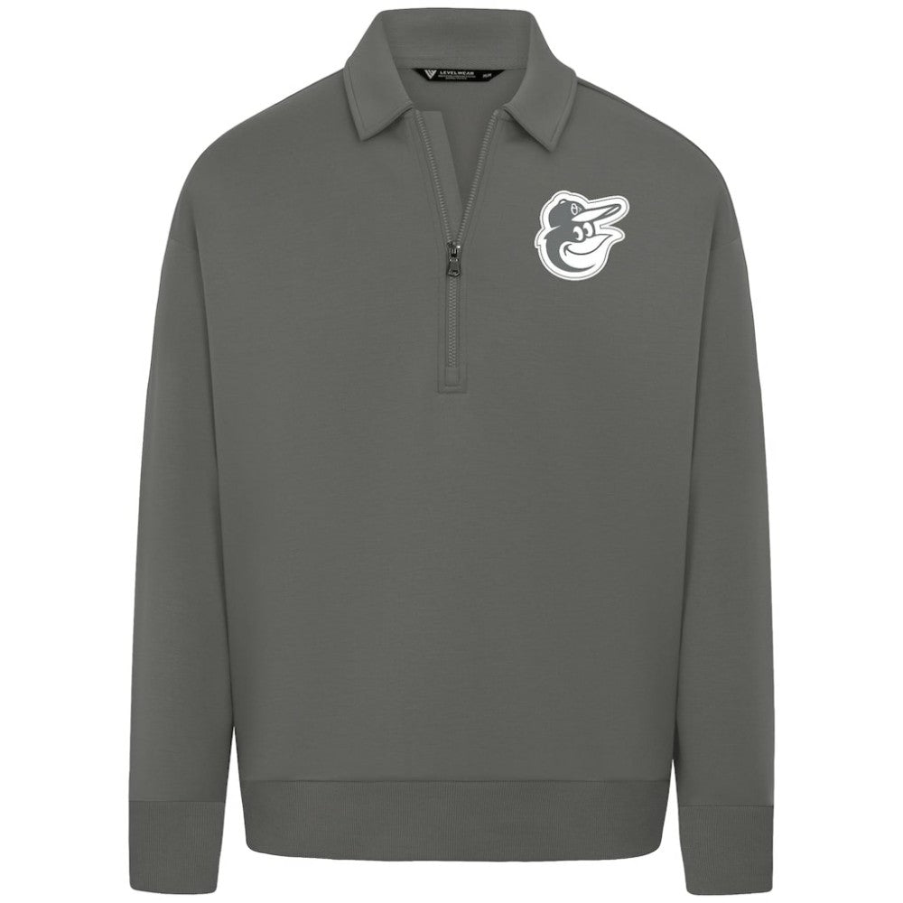 Baltimore Orioles Levelwear Luxe Signature Quarter-Zip Chenille Logo Tri-Blend Sweatshirt - MLB