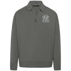 New York Yankees Levelwear Luxe Signature Quarter-Zip Chenille Logo Tri-Blend Sweatshirt - MLB