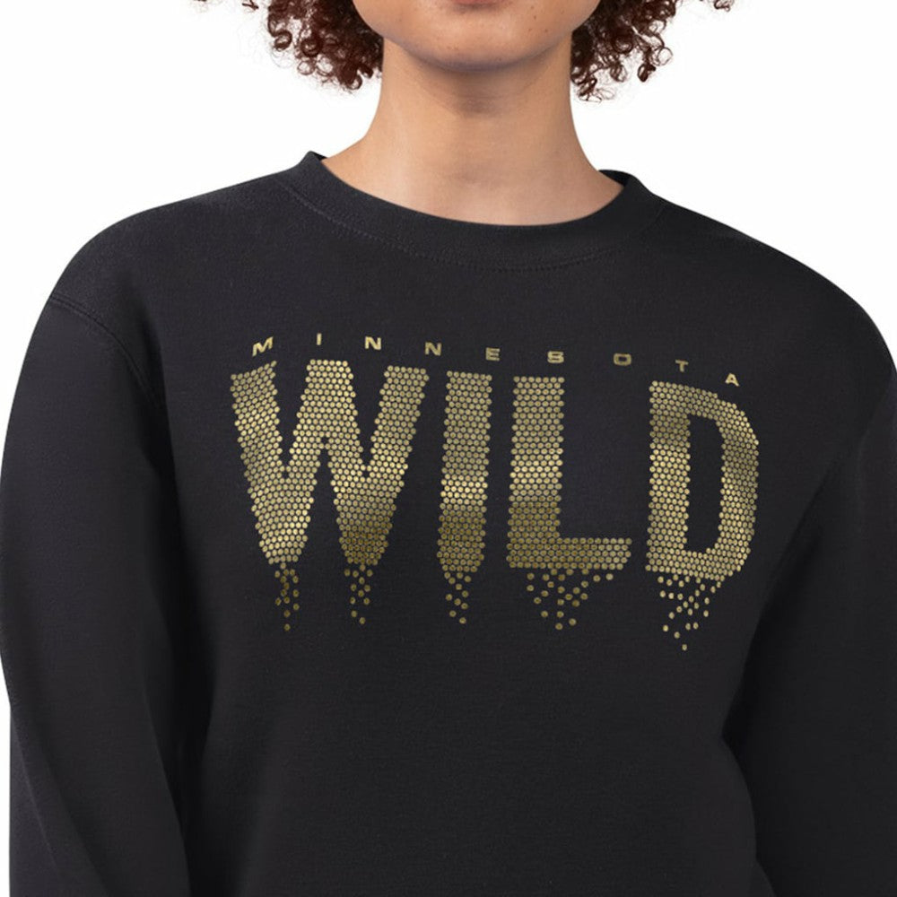 Minnesota Wild G-III 4Her by Carl Banks Women's Metallic Drop Printed Fleece Sweatshirt - Black - NHL