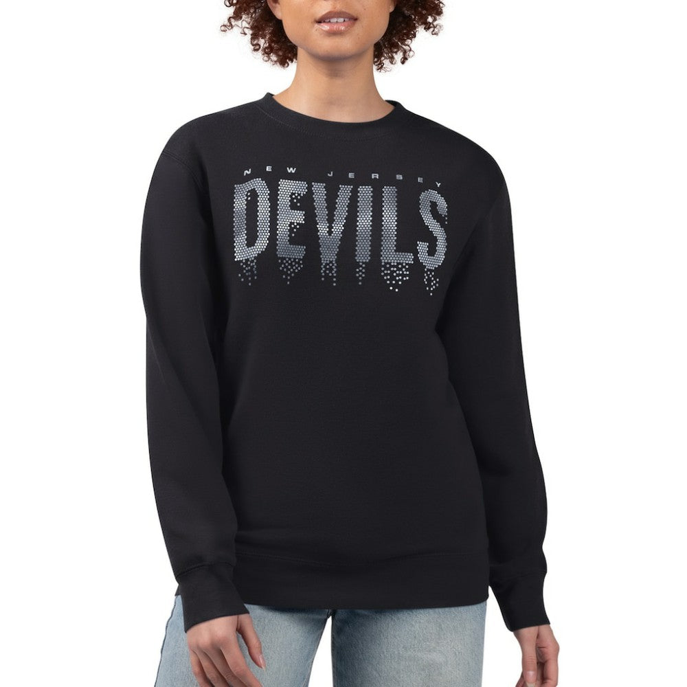 New Jersey Devils G-III 4Her by Carl Banks Women's Metallic Drop Printed Fleece Sweatshirt - Black - NHL