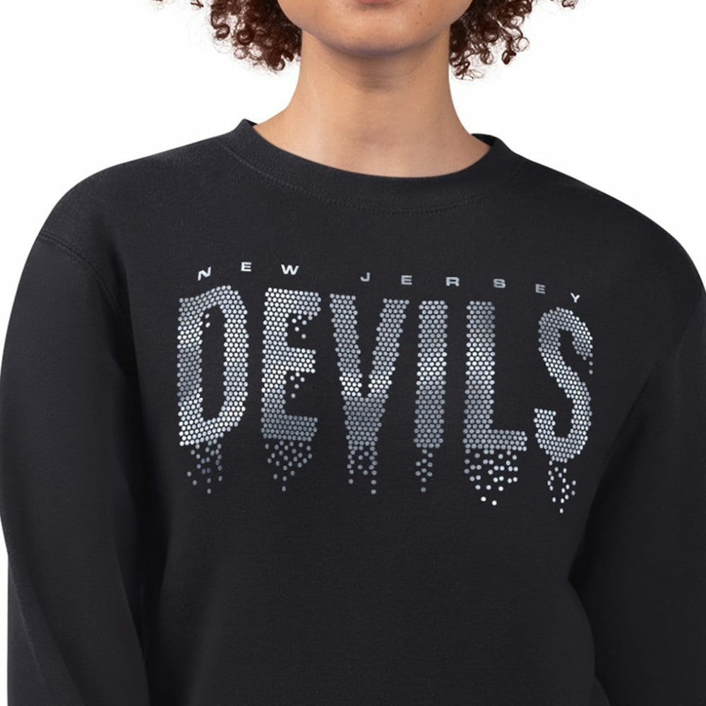 New Jersey Devils G-III 4Her by Carl Banks Women's Metallic Drop Printed Fleece Sweatshirt - Black - NHL