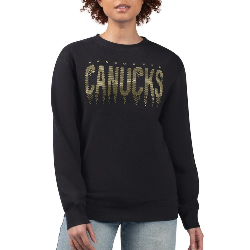 Vancouver Canucks G-III 4Her by Carl Banks Women's Metallic Drop Printed Fleece Sweatshirt - Black - NHL