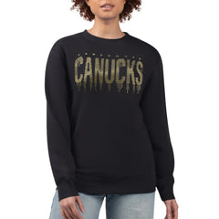 Vancouver Canucks G-III 4Her by Carl Banks Women's Metallic Drop Printed Fleece Sweatshirt - Black - NHL