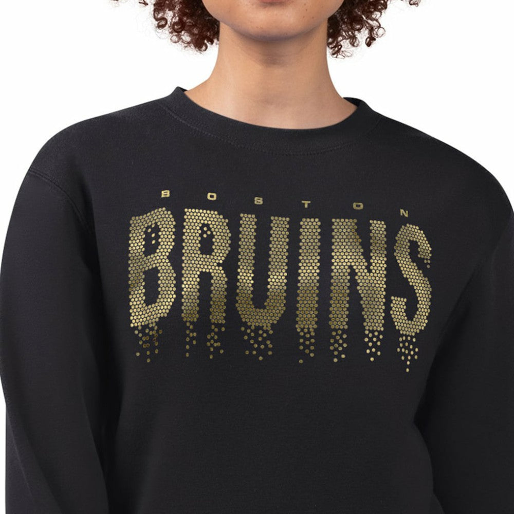 Boston Bruins G-III 4Her by Carl Banks Women's Metallic Drop Printed Fleece Sweatshirt - Black - NHL
