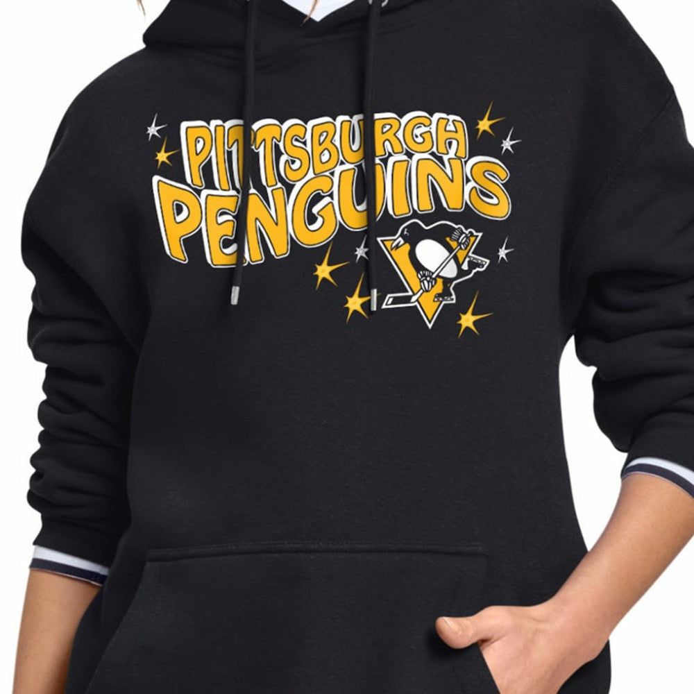 Pittsburgh Penguins Starter Women's Fireworks Fleece Hoodie - Black - NHL