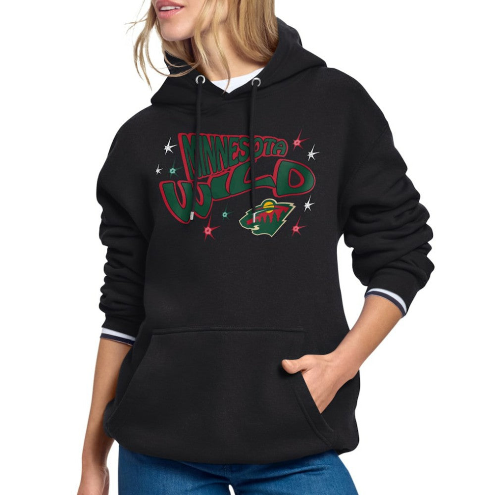 Minnesota Wild Starter Women's Fireworks Fleece Hoodie - Black - NHL