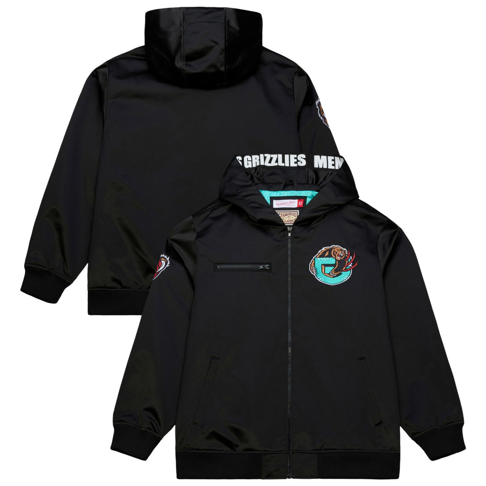 Memphis Grizzlies Hardwood Classics Nights Walk the Tunnel Satin Bomber Full-Snap Hooded Jacket Black - NBA