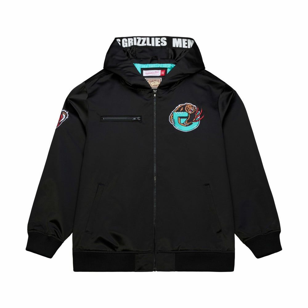 Memphis Grizzlies Hardwood Classics Nights Walk the Tunnel Satin Bomber Full-Snap Hooded Jacket Black - NBA