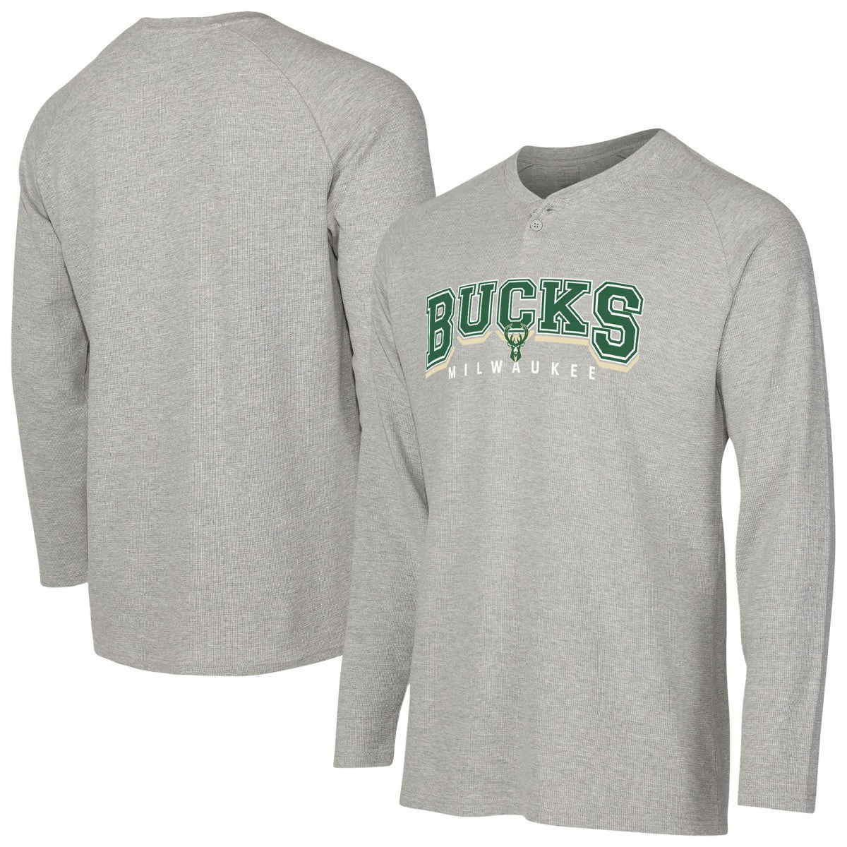 Milwaukee Bucks Concepts Sport Hawthorn Thermal Knit Long Sleeve Henley T-Shirt Gray - NBA