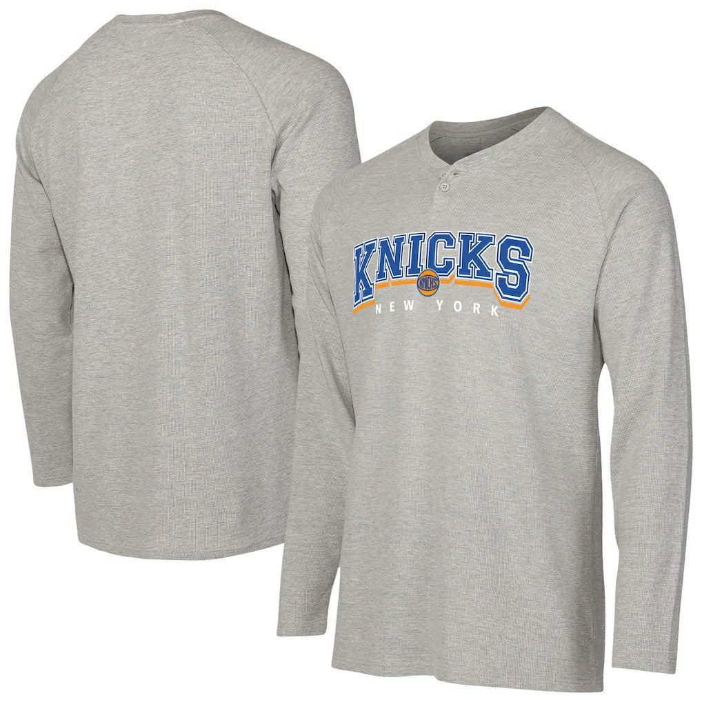 New York Knicks Concepts Sport Hawthorn Thermal Knit Long Sleeve Henley T-Shirt Gray - NBA