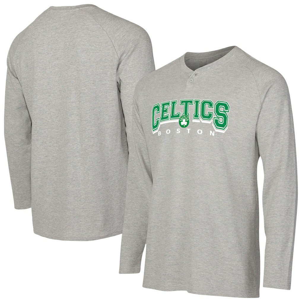 Boston Celtics Concepts Sport Hawthorn Thermal Knit Long Sleeve Henley T-Shirt Gray - NBA
