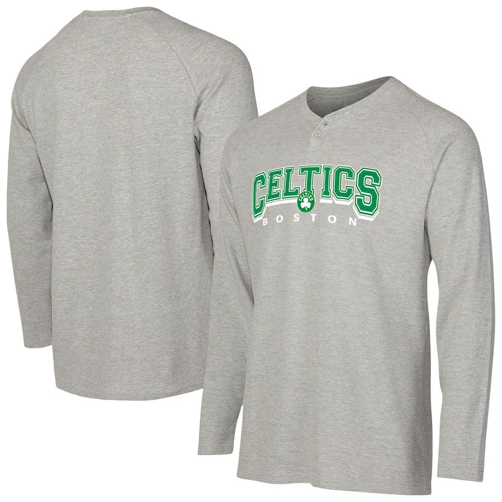 Boston Celtics Concepts Sport Hawthorn Thermal Knit Long Sleeve Henley T-Shirt Gray - NBA