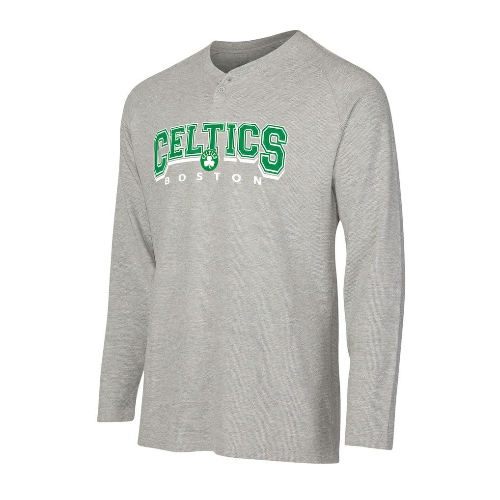 Boston Celtics Concepts Sport Hawthorn Thermal Knit Long Sleeve Henley T-Shirt Gray - NBA