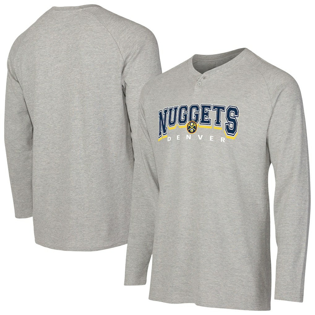Denver Nuggets Concepts Sport Hawthorn Thermal Knit Long Sleeve Henley T-Shirt Gray - NBA