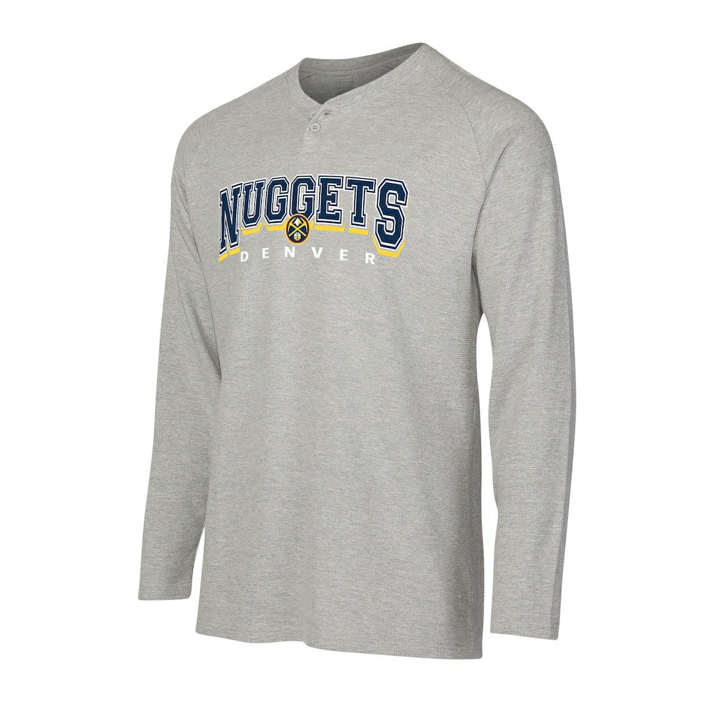 Denver Nuggets Concepts Sport Hawthorn Thermal Knit Long Sleeve Henley T-Shirt Gray - NBA