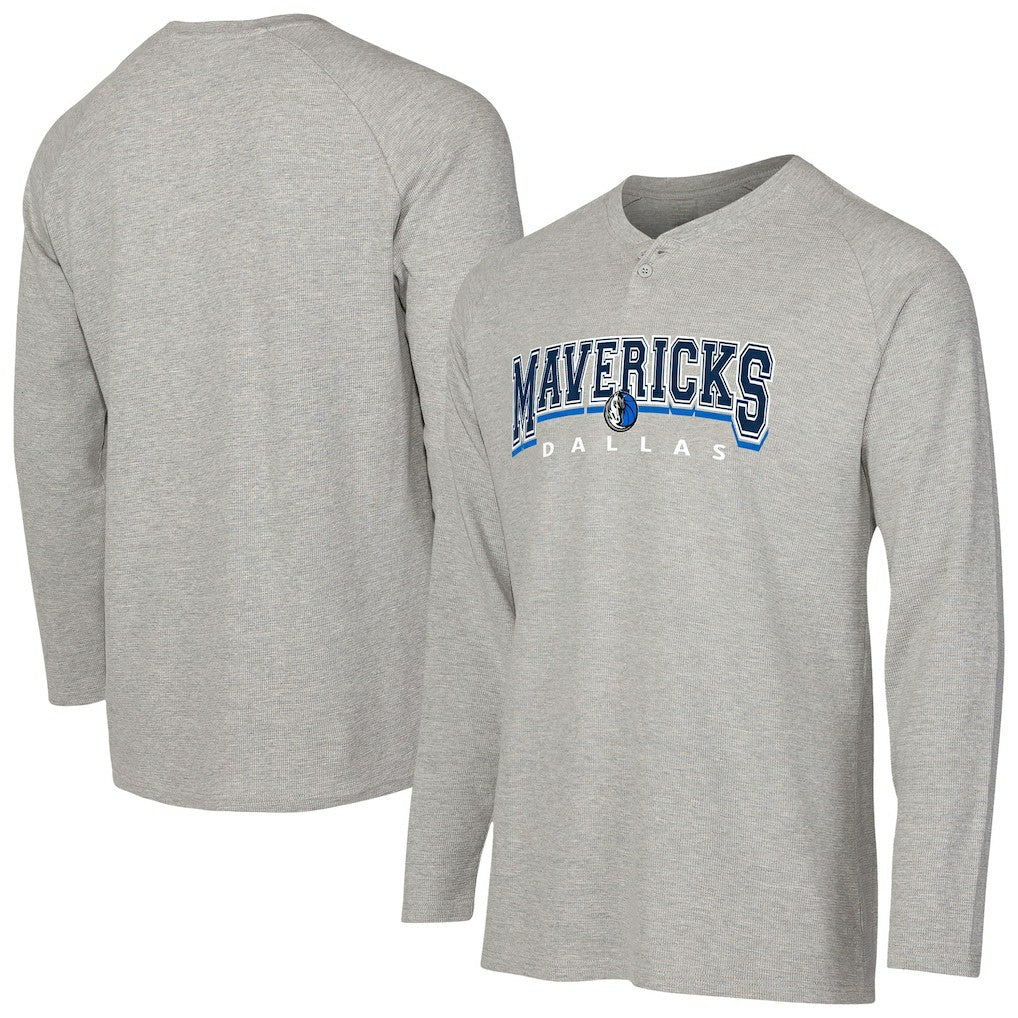Dallas Mavericks Concepts Sport Hawthorn Thermal Knit Long Sleeve Henley T-Shirt Gray - NBA