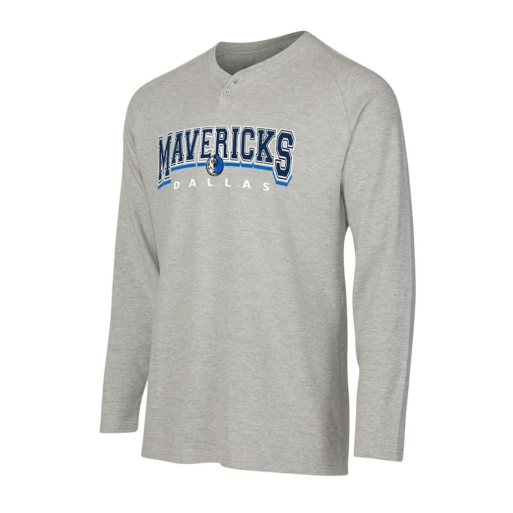 Dallas Mavericks Concepts Sport Hawthorn Thermal Knit Long Sleeve Henley T-Shirt Gray - NBA