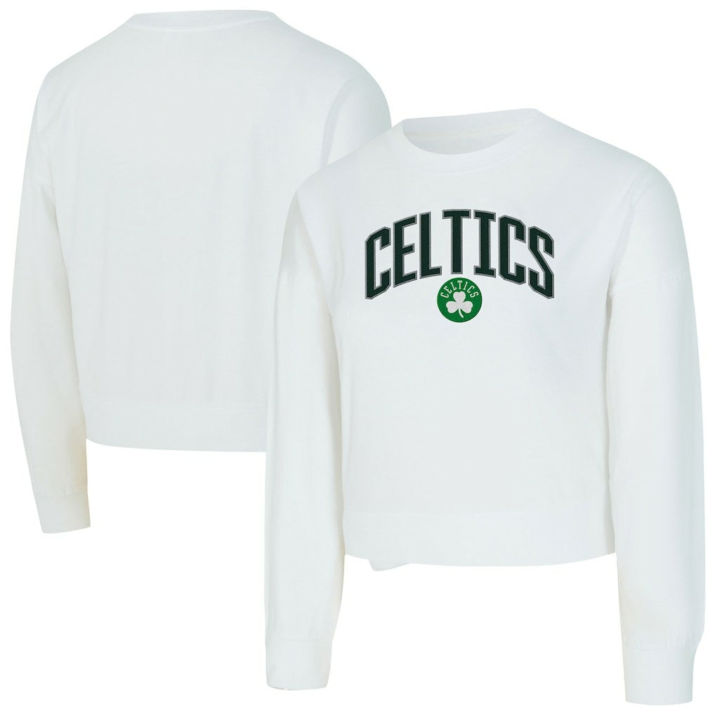 Boston Celtics Concepts Sport Women's Laney Chenille Cropped Long Sleeve T-Shirt White - NBA