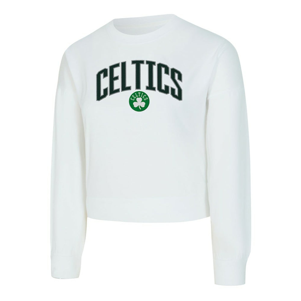 Boston Celtics Concepts Sport Women's Laney Chenille Cropped Long Sleeve T-Shirt White - NBA
