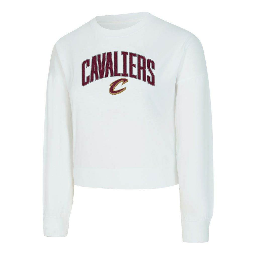 Cleveland Cavaliers Concepts Sport Women's Laney Chenille Cropped Long Sleeve T-Shirt White - NBA
