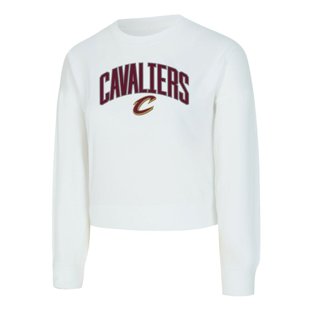 Cleveland Cavaliers Concepts Sport Women's Laney Chenille Cropped Long Sleeve T-Shirt White - NBA