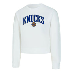 New York Knicks Concepts Sport Women's Laney Chenille Cropped Long Sleeve T-Shirt White - NBA