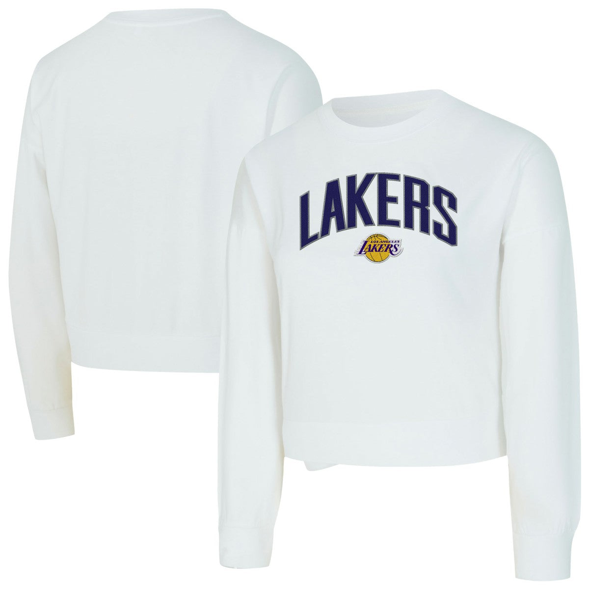 Los Angeles Lakers Concepts Sport Women's Laney Chenille Cropped Long Sleeve T-Shirt White - NBA