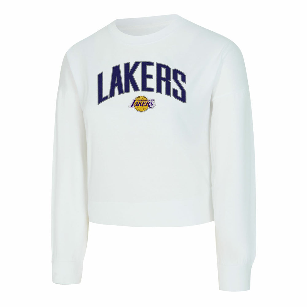 Los Angeles Lakers Concepts Sport Women's Laney Chenille Cropped Long Sleeve T-Shirt White - NBA