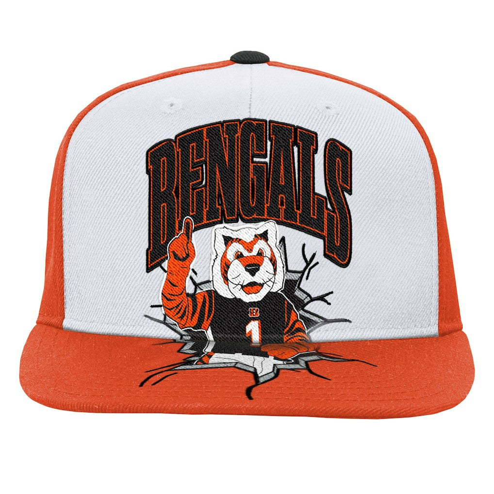 Cincinnati Bengals Youth Team Mascot Snapback Hat White | Mitchell & Ness