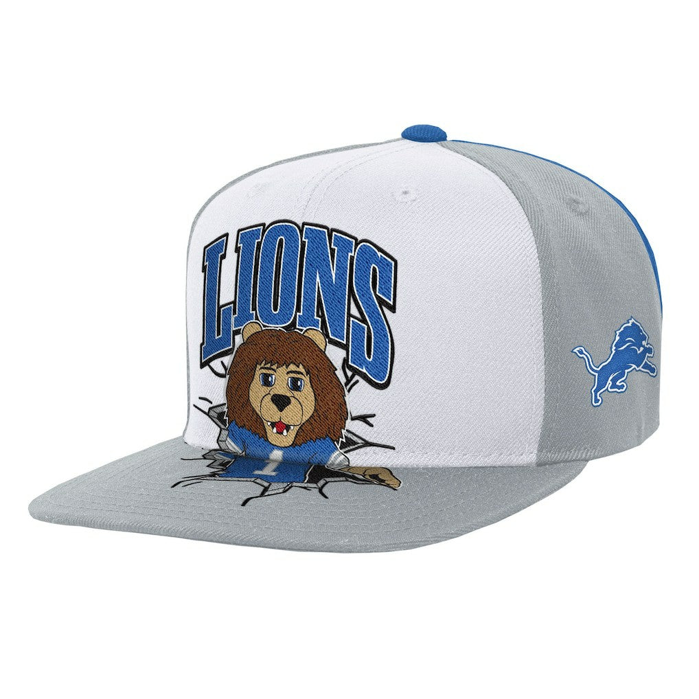 Detroit Lions Youth Team Mascot Snapback Hat White | Mitchell & Ness