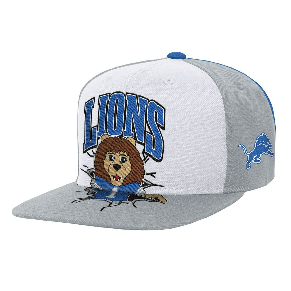 Detroit Lions Youth Team Mascot Snapback Hat White | Mitchell & Ness