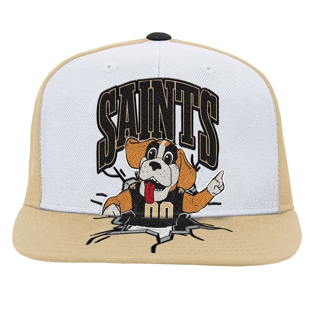 New Orleans Saints Youth Team Mascot Snapback Hat White | Mitchell & Ness