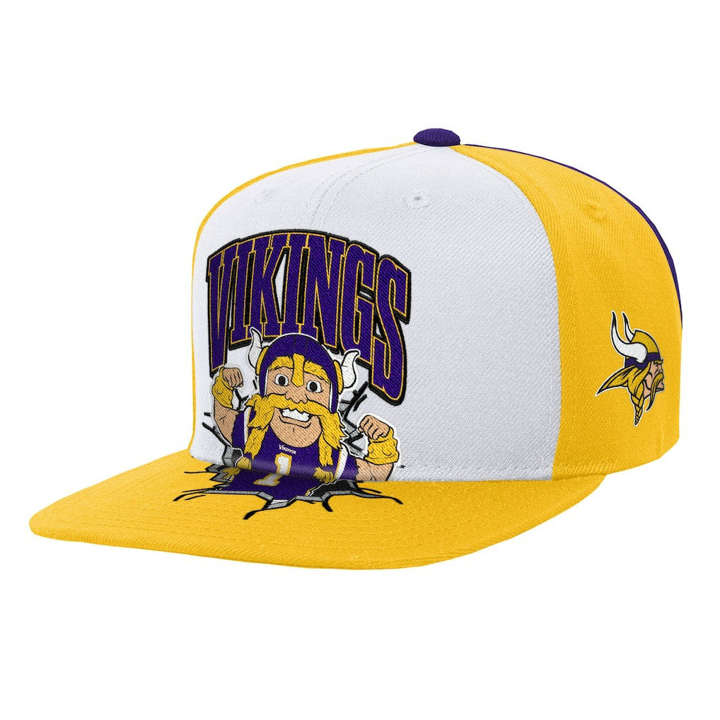 Minnesota Vikings Youth Team Mascot Snapback Hat White | Mitchell & Ness