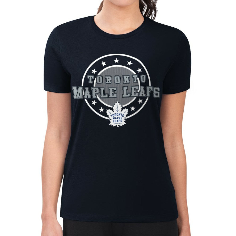 Toronto Maple Leafs G-III 4Her by Carl Banks Women's Super-Slim Lightweight Pinstripe Circle Graphic T-Shirt - Navy - NHL
