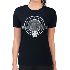 Toronto Maple Leafs G-III 4Her by Carl Banks Women's Super-Slim Lightweight Pinstripe Circle Graphic T-Shirt - Navy - NHL