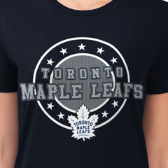 Toronto Maple Leafs G-III 4Her by Carl Banks Women's Super-Slim Lightweight Pinstripe Circle Graphic T-Shirt - Navy - NHL