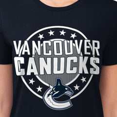 Vancouver Canucks G-III 4Her by Carl Banks Women's Super-Slim Lightweight Pinstripe Circle Graphic T-Shirt - Navy - NHL