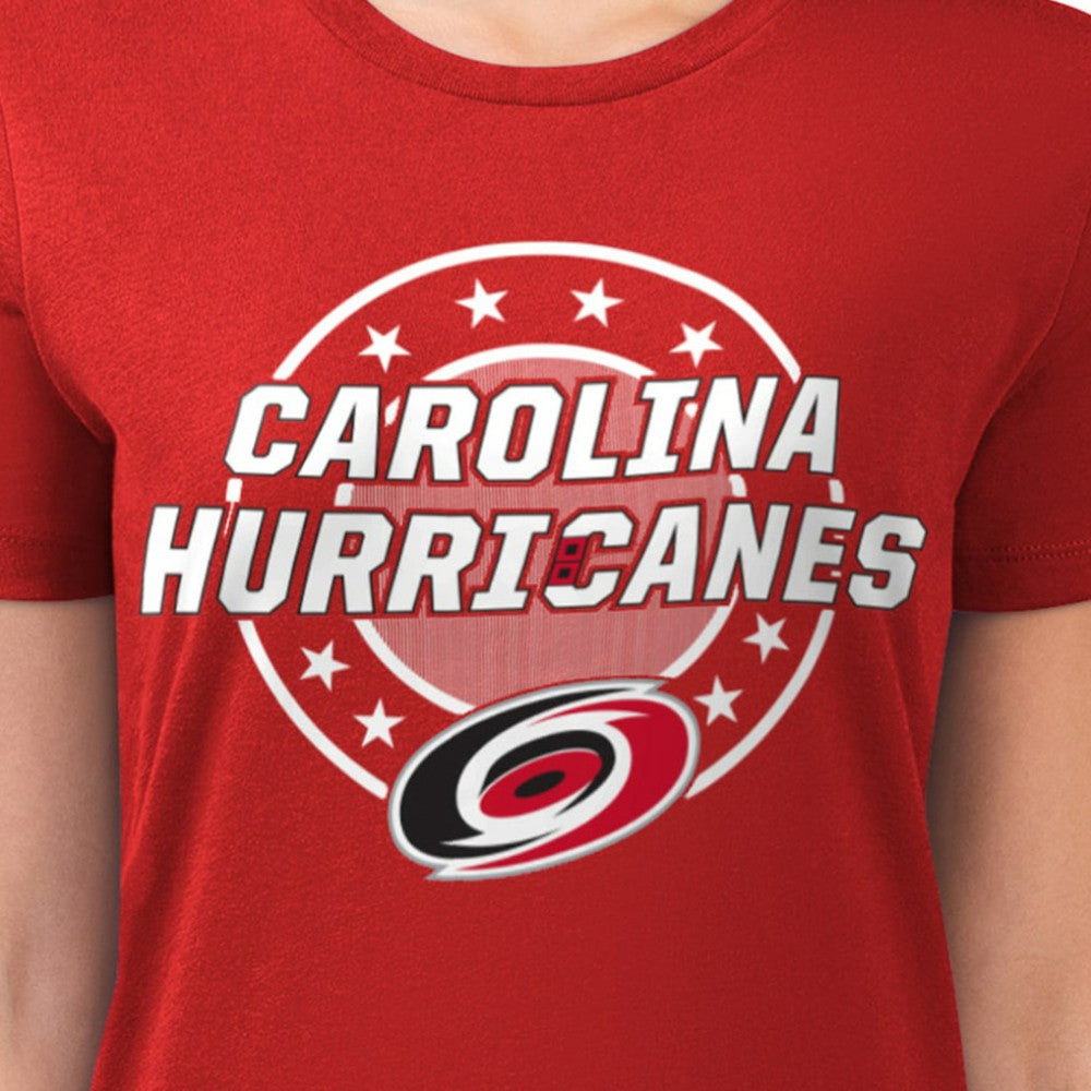 Carolina Hurricanes G-III 4Her by Carl Banks Women's Super-Slim Lightweight Pinstripe Circle Graphic T-Shirt - Red - NHL