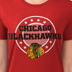 Chicago Blackhawks G-III 4Her by Carl Banks Women's Super-Slim Lightweight Pinstripe Circle Graphic T-Shirt - Red - NHL