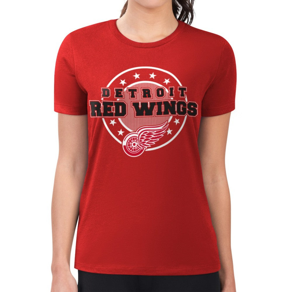 Detroit Red Wings G-III 4Her by Carl Banks Women's Super-Slim Lightweight Pinstripe Circle Graphic T-Shirt - Red - NHL