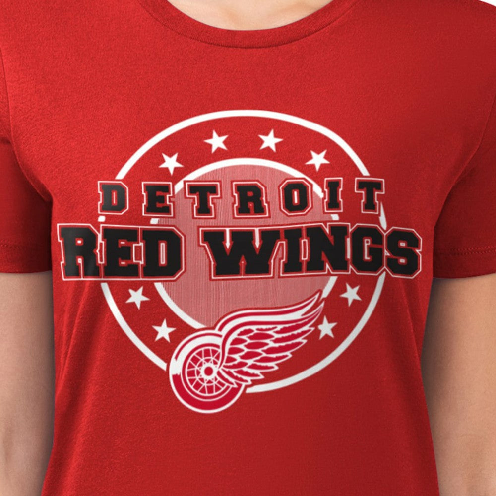 Detroit Red Wings G-III 4Her by Carl Banks Women's Super-Slim Lightweight Pinstripe Circle Graphic T-Shirt - Red - NHL
